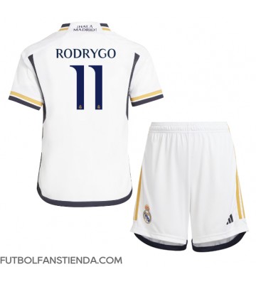 Real Madrid Rodrygo Goes #11 Primera Equipación Niños 2023-24 Manga Corta (+ Pantalones cortos)